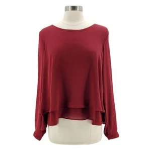 NWT Marled Maroon Layered Flowy Blouse Top Womens Large - Picture 1 of 10