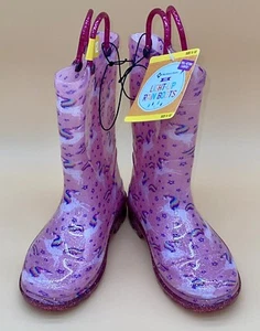 Western Chief Little Girls Pink Light Up Unicorn Rain Boots Size 11-12 New - Picture 1 of 8