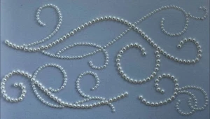 1 Pack of 3 Acrylic Faux Ivory Pearl Flourishes Swirls Stick Self Adhesive GEMS - Picture 1 of 1