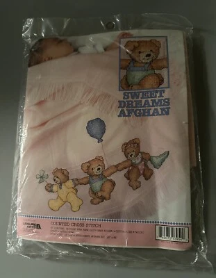 Sweet Dreams Afghan Cross Stitch Kit By Leisure Arts New Born Pink Baby Blanket - Image 1 of 2