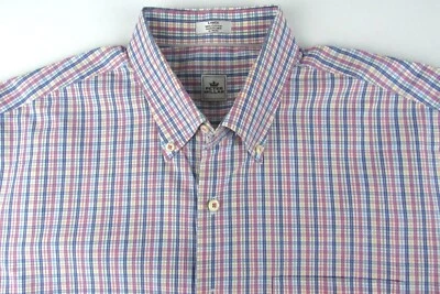 Peter Millar Stripe Plaid White Pink Blue Button Down Shirt Sz Large - Image 1 of 4