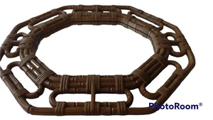 MCM Homco Faux Bamboo Wicker Rattan Brown Wall Mirror 1983 VTG Made in USA  - Picture 1 of 9