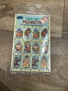 MUNCHIN’ MONKEYS coconut SCRATCH n SNIFF stickers SEALED VTG - Picture 1 of 2