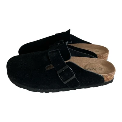 Tamancos de camurça preta Asgard couro mulas arco suporte conforto tamanho 8.5-9 nova caixa - Imagem 1 de 4