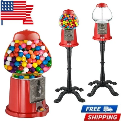 NEW US 15"Vintage Candy Gumball Machine & Bank with Stand Metal Base Glass Globe - Image 1 of 4