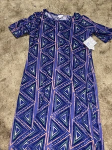 Neu Mit Etikett Julia Style. LulaRoe X-Large kurzärmliges geometrisches blaues Kleid. - Bild 1 von 5