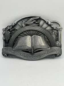 Siskiyou Gürtelschnalle Johannes religiöse Worte Gebet Bibel selten Vintage - Bild 1 von 12