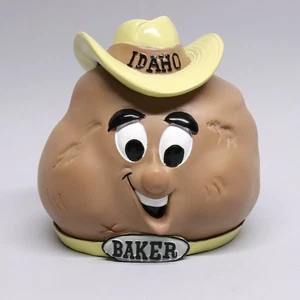 Smiling Idaho Potato Baker Coin Bank Ceramic Anthropomorphic Cowboy Hat Souvenir - Bild 1 von 8