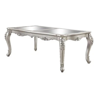 Mesa de comedor ACME con tapa de espejo y marco de madera en beige Foto 1 de 4