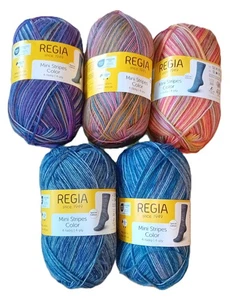 Wollpaket Sockenwolle REGIA 4 Mini Stripes Color" 5x100g Sortiment  - Neu - Bild 1 von 1