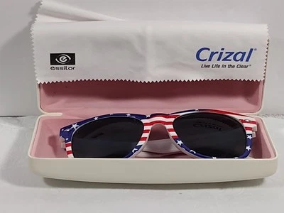 Gafas de sol patrióticas, I-Gogs, con estuche blanco, interior rosa y paño de limpieza. Foto 1 de 4