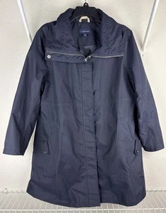 Lands End Women’s Navy Blue Rain Trench Coat Size Large - Picture 1 of 7