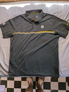 Polo da golf Pittsburgh Steelers Nike Dri-Fit Coaches Sideline nera da uomo XL - Foto 1 di 6
