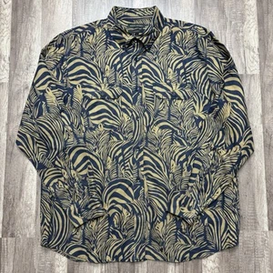 Banana Republic Shirt Mens Large Linen Cotton Zebra Expedition Safari Button Up - Picture 1 of 8