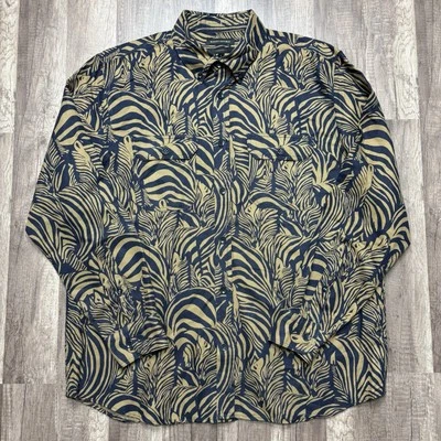 Banana Republic Shirt Mens Large Linen Cotton Zebra Expedition Safari Button Up - Image 1 of 4