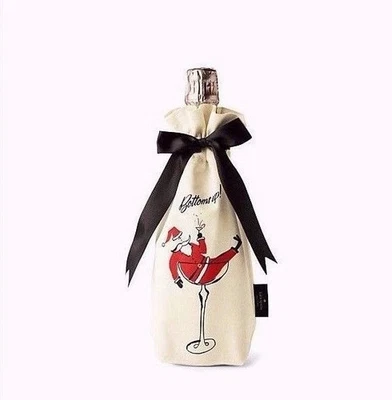Bolso de Vino Kate Spade Bolsa de Regalo de Navidad NUEVO Papá Noel Bottoms Up Edición Limitada Tela Foto 1 de 4