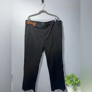 Lauren Ralph Lauren Damen schwarze Hose mit braunem Leder Schnallendetail Größe 18W - Bild 1 von 10