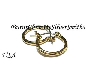 Pendientes de aro superpuestos de oro 18K 2 mm hechos en EE. UU. con garantía - Imagen 1 de 4