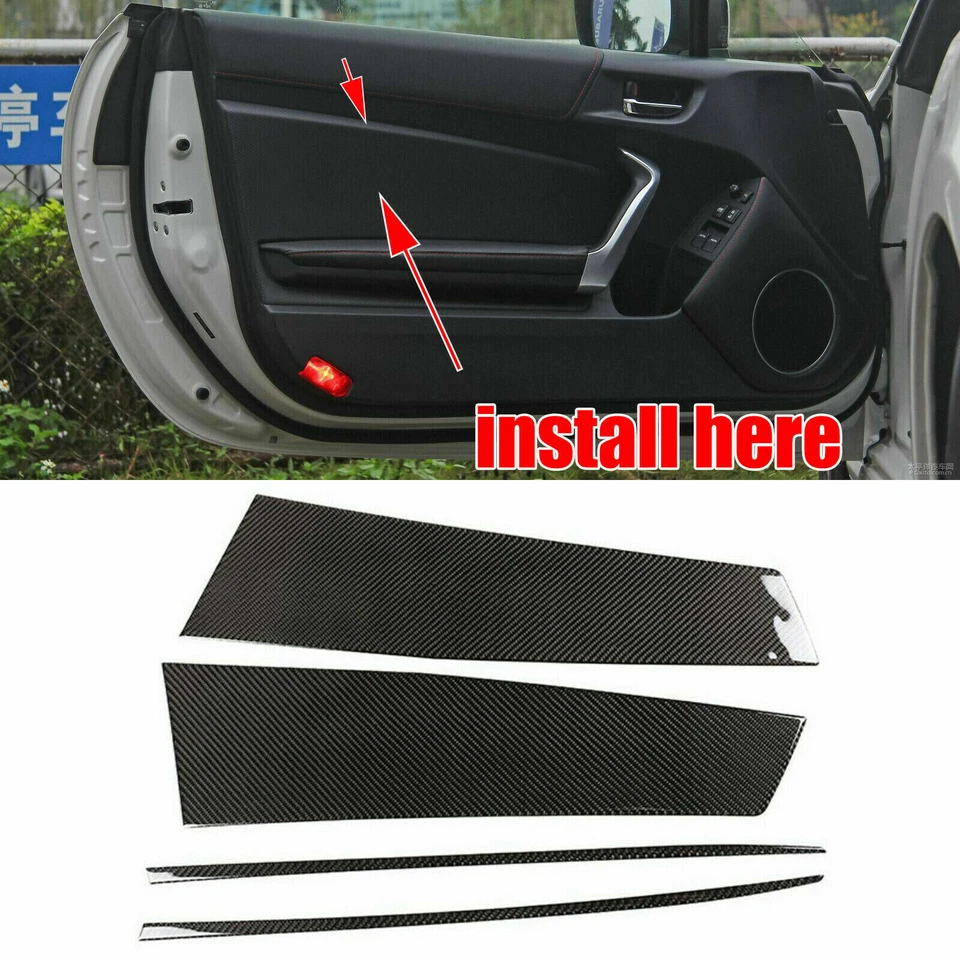 Cubierta de moldura de panel de puerta interior de fibra de carbono para Subaru BRZ Toyota 86 Scion FR-S 4 piezas Foto 1 de 4