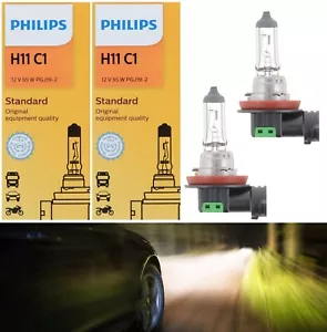 Philips Standard H11 55W Due Lampadine Testa Luce Basso Fascio Sostituisce Spina - Picture 1 of 15