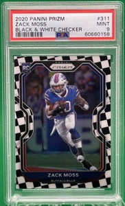 2020 Panini Prizm Zack Moss RC Rookie Black & White CHECKER PSA 9