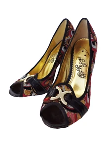 NAUGHTY MONKEY 9M OPEN TOE JUWELENBESETZTER PAISLEY GOBELIN GOLDRAND klobiger SCHUH  - Bild 1 von 9