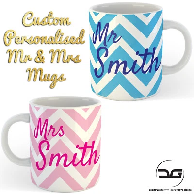 CONCEPT GRAPHICS Custom Personalised Mr & Mrs Coffee Cup Mug Perfect Wedding/Engagement Gift