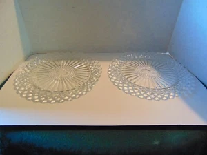 Depression Glass Dinner Plates Clear Waterford ( Waffle) 9.5" - Picture 1 of 12