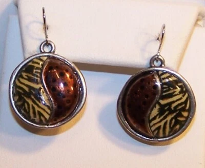 Pendientes CHICO - Marrones/Bronceados - Tono Plata - Firmados - Nuevos Foto 1 de 4