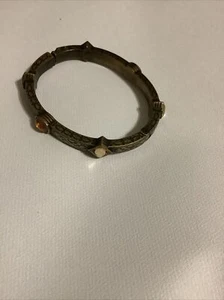 Vtg NAPIER Brushed Gold Tone Bangle Hinge Latch Costume Bracelet Multi Stones  - Picture 1 of 6
