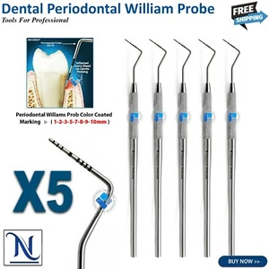 3 Pcs William Probe Color Coated Dental Periodontal Perio Probes Stainless Steel - Picture 1 of 3