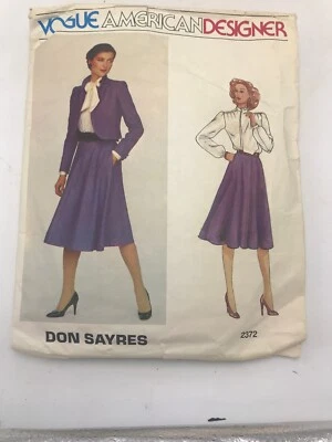 Vogue Don Sayers American Designer Suit with swing skirt Pattern 2372 Size 12 - Image 1 of 4