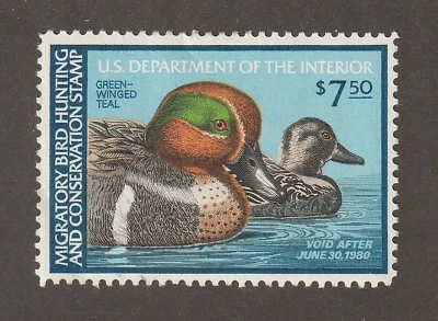 EDSROOM-14113 US Duck Hunting RW46 LH 1979 Complete Green-Winged Teal CV$12.50 - Image 1 of 2