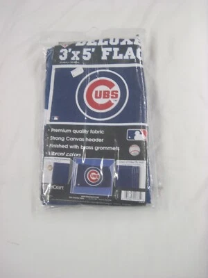 CHICAGO CUBS DELUXE CÍRCULO LOGO DOS LADOS CASA BANDERA 3'X 5' ROJO BLANCO AZUL NUEVO Foto 1 de 2