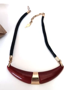 Sarah Coventry COLLAR De Colección NUEVA YORKER Gargantilla Cordón Negro Marrón Oxidado 15" - Imagen 1 de 4