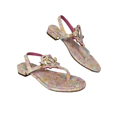 Sandalias Crown & Ivy Niñas Talla 2 Wylie Rosa Amarillo Paisley Tanga NUEVAS Foto 1 de 4