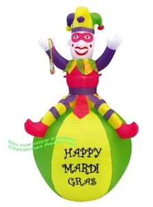 7' Airblown Mardi Gras Pink Jester On Ball Yard Inflatable Lighted FREE SHIPPING - Picture 1 of 1