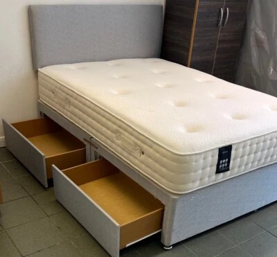 STONEHOUSE GREY DIVAN BED! SINGLE, DOUBLE, KING SIZE! CHOOSE MATTRESS, STORAGE, HEADBOARD!
