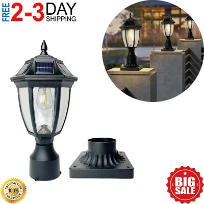 BRANDED Solar Post Lights, Dusk to Dawn Solar Lamp Post Light with Pier Mount Base