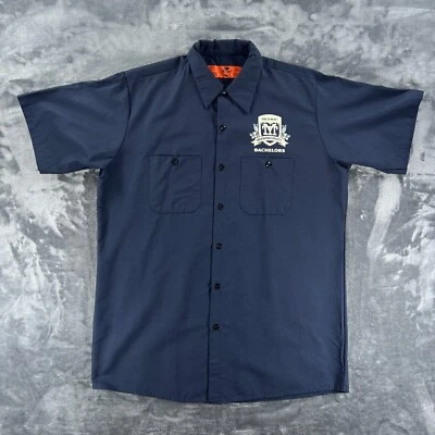 Taco Mac Brewniversty Red Kap Work Shirt Men L Short Sleeve Button Up Navy - Image 1 of 4