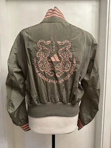 Adidas Jacke Windbreaker Khaki, rosa Backprint Gr.S - Bild 1 von 8