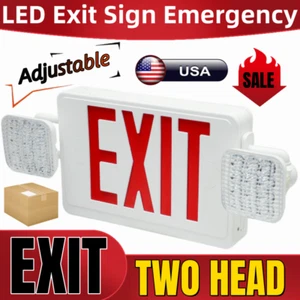 Combo Integrated LED White Exit Sign and Emergency Light with 9.6-Volt Battery - Picture 1 of 18