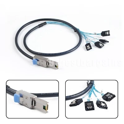 Mini SAS SFF-8088 26Pin to 4 SATA 7Pin Hard Disk Splitter Adapter Data Cable 1m - Image 1 of 4