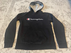 Champion Sweatshirt Hoodie Boys Youth XL Long Sleeve Pocket Embroidered Black - Picture 1 of 8