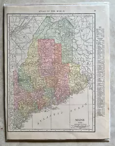 1915 Topographical  Atlas  Colored Map  Of Maine  11" x  14" - Picture 1 of 3