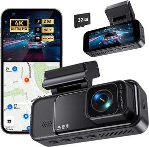 Dash Cam 4K Front, integrierte WiFi GPS Dashkamera für Autos, 3,2" IPS Bildschirm - Bild 1 von 6