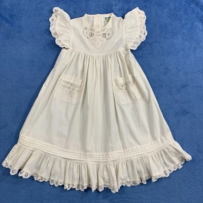 Vintage Daisy Kingdom Dress Pinafore Size 4 Ecru Made In USA Hard To Find - Image 1 of 4