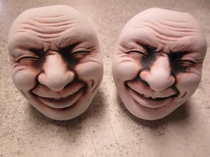 VTG 90's NOS Creepy Faces Head scary philippines pottery clay craft bottle pots - Picture 1 of 6