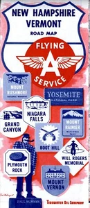 1958 Tidewater Öl Straßenkarte: New Hampshire Vermont Neu aus altem Lagerbestand - Bild 1 von 1