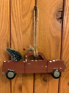 Handgefertigter roter LKW aus Urholz mit Sisalbaumschale Füller Ornament Dekor   - Bild 1 von 1